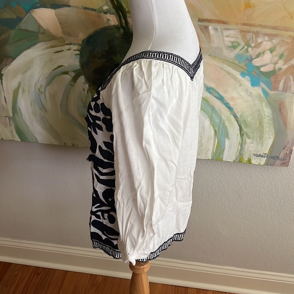 Anthropologie Maeve Liyah Linen Embroidered Blouse Shirt Top Size 0 - Picture 8 of 16